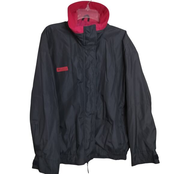 4483)Vtg Columbia Sportswear Women Black Pink Bugaboo Button Zip Nylon Jacket L - Picture 1 of 13